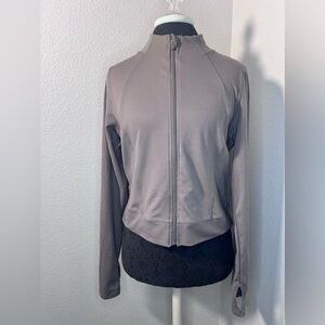 Light Brown Cropped Athletic Jacket with Thumbholes No Size